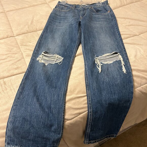 Levi Denim - Levi Low Pro Straight Distressed Womens Jeans Size 26W